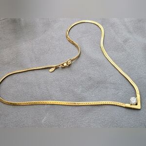 Vintage Premier Designs  Gold Tone Necklace with Crystal Accent